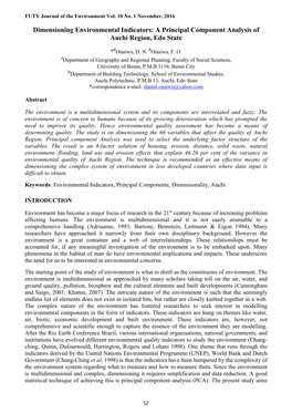 A Principal Component Analysis of Auchi Region, Edo State