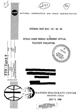 Apollo Lunar Module Ali4ement Optical Telescope Evaluation