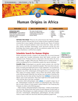 Human Origins in Africa