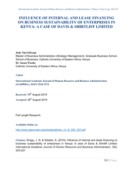 A Case of Davis & Shirtliff Limited