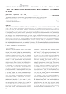 The Early Eocene of Schöningen (N-Germany) – an Interim Report