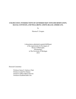 Color Costs: Intersections of Gendered Skin Tone Discrimination, Racial Contexts, and Well-Being Among Black Americans