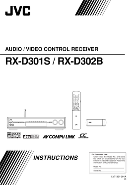 Audio / Video Control Receiver Rx-D301s / Rx-D302b