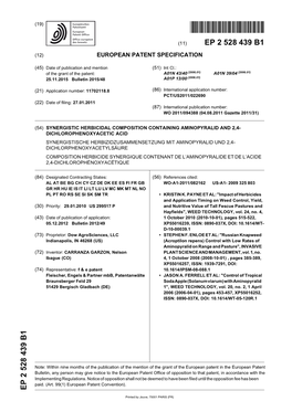 Synergistic Herbicidal Composition Containing Aminopyralid and 2,4-Dichlorophenoxyacetic Acid