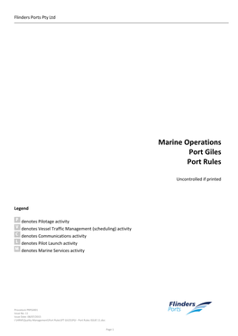 Marine Operations Port Giles Port Rules