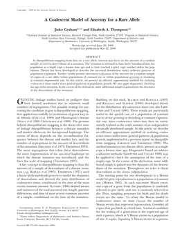 A Coalescent Model of Ancestry for a Rare Allele