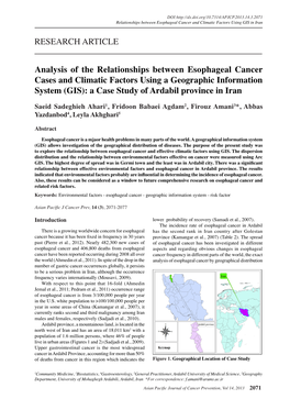 Analysis of the Relationships Between Esophageal Cancer Cases and Climatic Factors Using a Geographic Information System (GIS): a Case Study of Ardabil Province in Iran