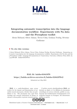 Integrating Automatic Transcription Into the Language