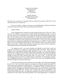 Tropical Cyclone Report Hurricane Cosme (EP062007) 14 – 22 July 2007