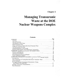 Long-Lived Legacy: Managing High-Level and Transuranic Waste at the DOE Nuclear Weapons Complex (Part 4 of 6)