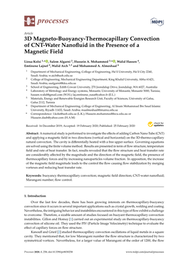 3D Magneto-Buoyancy-Thermocapillary Convection of CNT-Water Nanoﬂuid in the Presence of a Magnetic Field