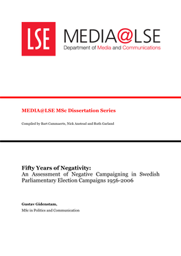 An Assessment of Negative Campaigning in Swedish Parliamentary Election Campaigns 1956-2006