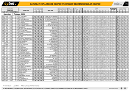 Saturday Top Leagues Coupon 17 October Weekend Regular Coupon 17/10/2020 11:52 1 / 5