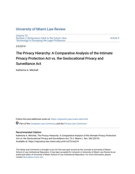 A Comparative Analysis of the Intimate Privacy Protection Act Vs. the Geolocational Privacy and Surveillance Act