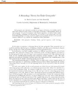 A Homology Theory for Etale Groupoids*