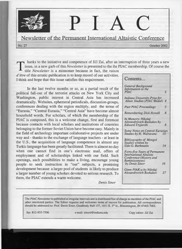 Newsletter of the Permanent International Altaistic Conference