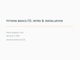 Python Basics (1): Intro & Installation