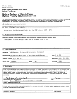 National Register of Historic Places Multiple Property Documentation Form