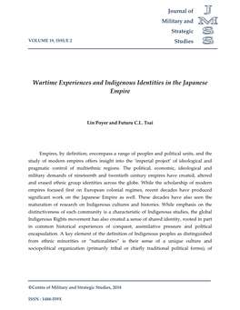 Wartime Experiences and Indigenous Identities in the Japanese Empire