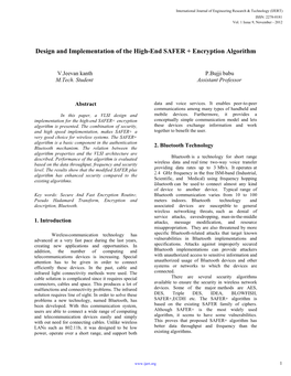 Design and Implementation of the High-End SAFER + Encryption Algorithm