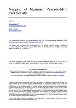 Mapping of Myanmar Peacebuilding Civil Society