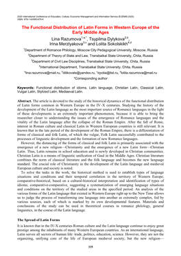 The Functional Distribution of Latin Forms in Western Europe of The