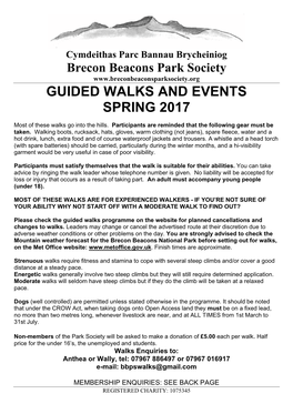 Guided Walks and Events Spring 2017