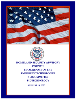 Final Report of the Emerging Technologies Subcommittee Biotechnology