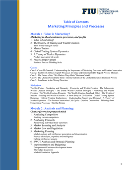 Table of Contents Marketing Principles and Processes