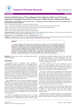 Genetic Identification of Necrophagous Insect Species