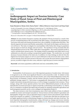 Case Study of Rural Areas of Pirot and Dimitrovgrad Municipalities, Serbia