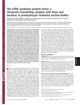 The ATRX Syndrome Protein Forms a Chromatin-Remodeling Complex with Daxx and Localizes in Promyelocytic Leukemia Nuclear Bodies