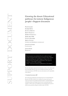Educational Pathways for Remote Indigenous People—Support Document Tables and Figures