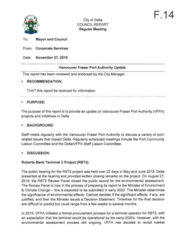 F14 Vancouver Fraser Port Authority Update