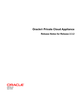 Oracle® Private Cloud Appliance Release Notes for Release 2.3.2