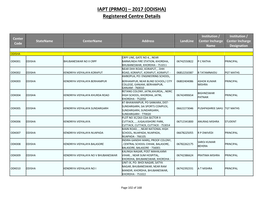 2017 (ODISHA) Registered Centre Details