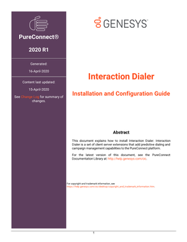 Interaction Dialer Installation and Configuration Guide Carefully Before Installing Software