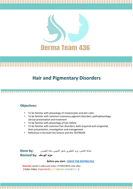 Hair and Pigmentary Disorders