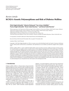 Genetic Polymorphisms and Risk of Diabetes Mellitus