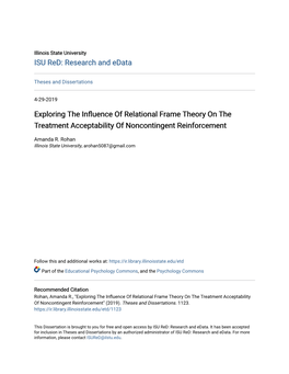 Exploring the Influence of Relational Frame Theory on the Treatment