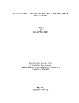 Molecular Phylogeny of the Freshwater Mussel Family Dreissenidae