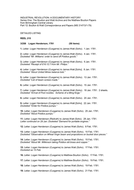 INDUSTRIAL REVOLUTION: a DOCUMENTARY HISTORY Series One: the Boulton and Watt Archive and the Matthew Boulton P