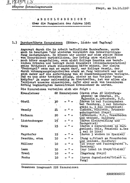 Steyrer £Ntomologenrunde Steyr, Am 14.10.1961 Abschlußbericht