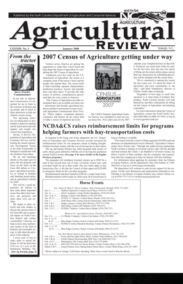 2007 Census of Agriculture Getting Under Way Tractor Farmers Across America Are Getting the Calendar Year