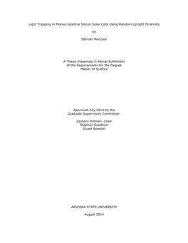 Light Trapping in Monocrystalline Silicon Solar Cells Using Random Upright Pyramids