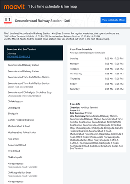 1 Bus Time Schedule & Line Route