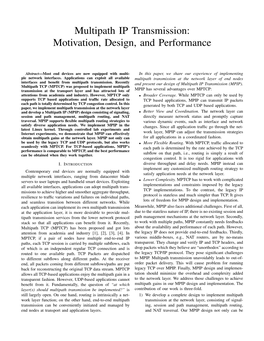 Multipath IP Transmission: Motivation, Design, and Performance