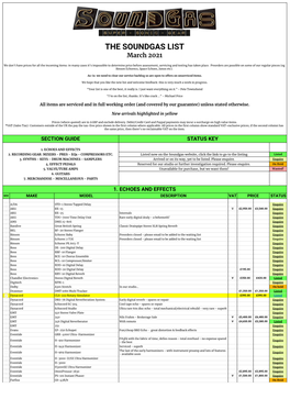 Soundgas Stock List