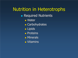 Nutrition in Heterotrophs