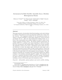 Autonomous In-Orbit Satellite Assembly from a Modular Heterogeneous Swarm